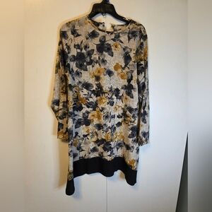 Tavin Floral Long Sleeve Dress with Asymmetrical Hem Size 10